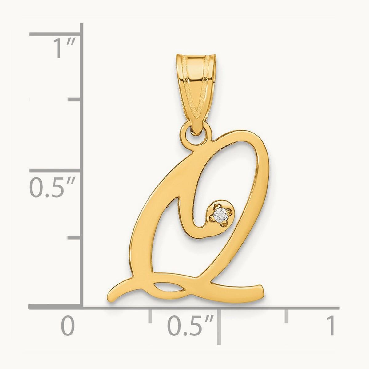 Script Initial Pendant with Diamond — Q