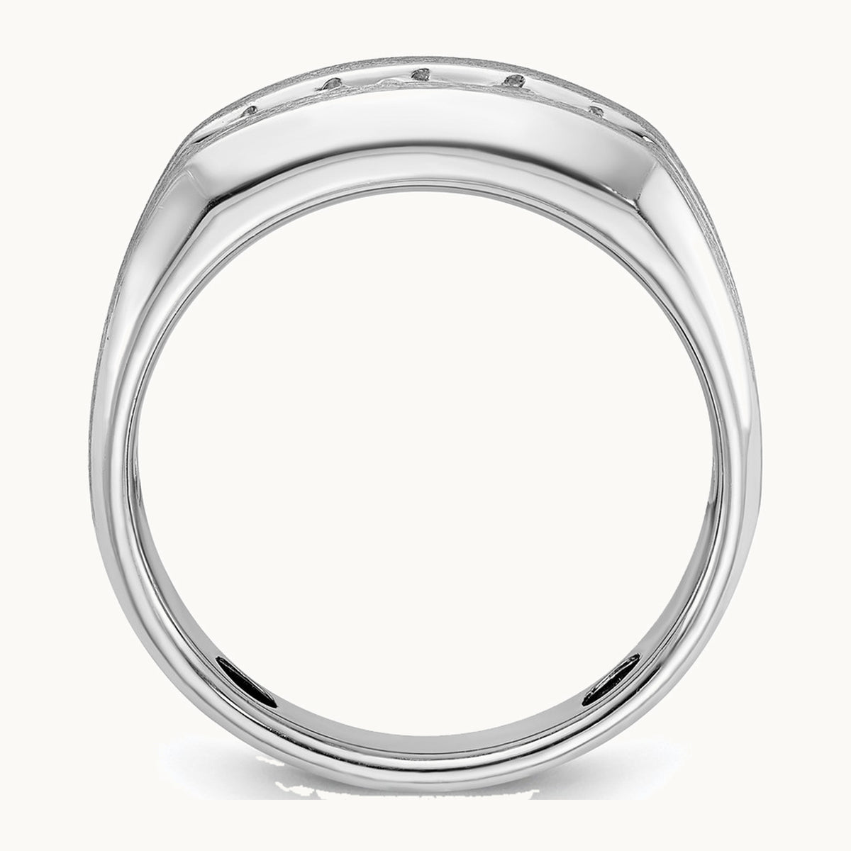 IBGoodman 14K White Gold Men's Polished and Brushed 5-Stone 1/2 Carat AA Quality Diamond Ring