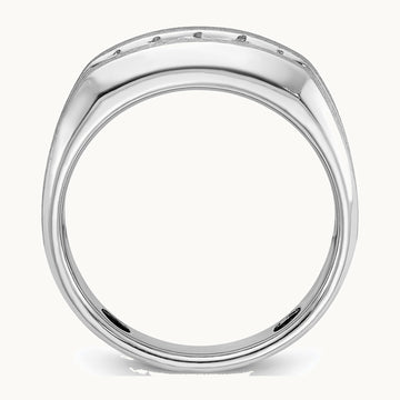 IBGoodman 14K White Gold Men's Polished and Brushed 5-Stone 1/2 Carat AA Quality Diamond Ring