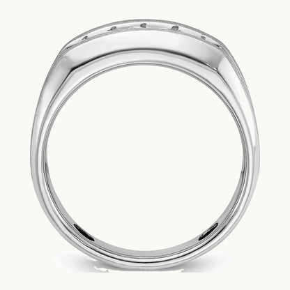 IBGoodman 14K White Gold Men's Polished and Brushed 5-Stone 1/2 Carat AA Quality Diamond Ring