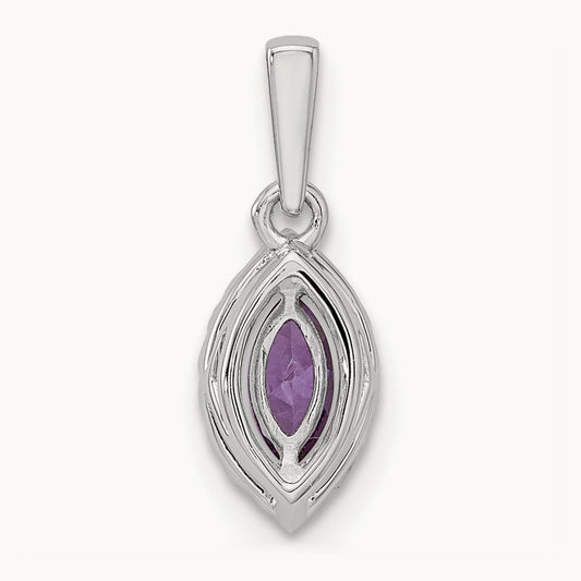 Amethyst Feb Birthstone Pendant, 0.10 ct tw Lab-Grown Diamond