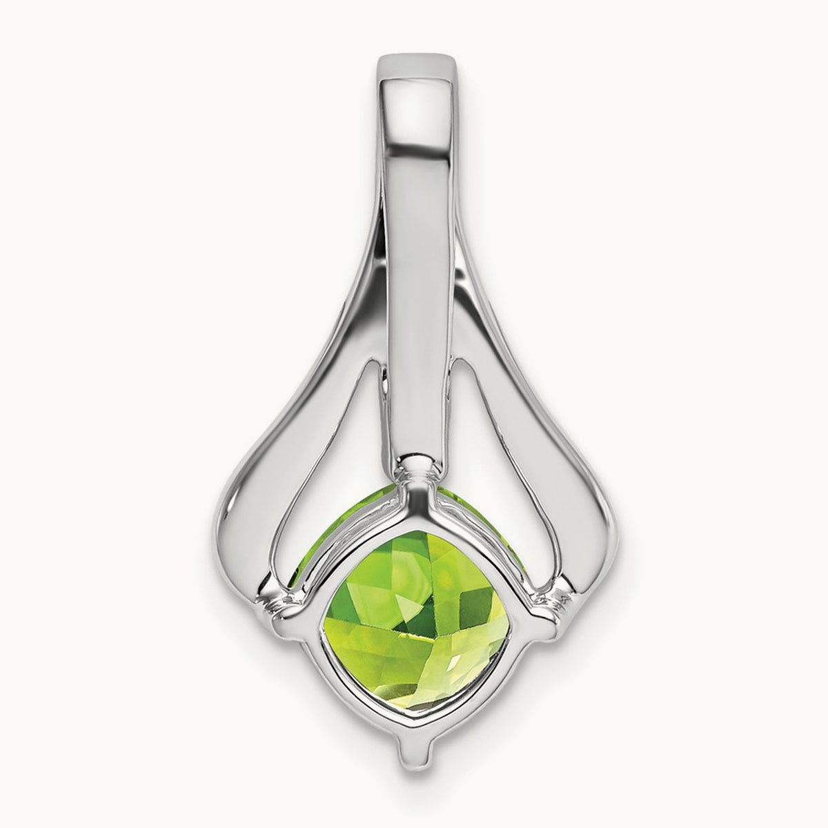 Peridot and Diamond Pendant — 14K White Gold