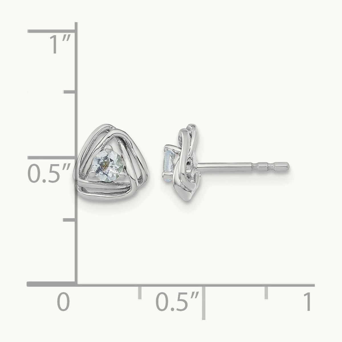 Aquamarine Post Earrings — 14K White Gold