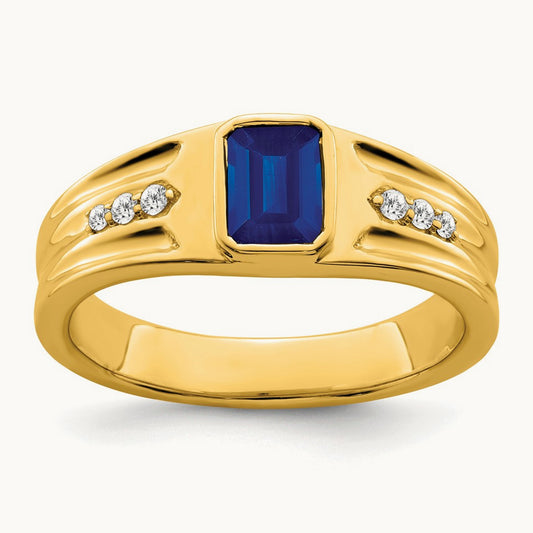 Created Sapphire and Diamond Mens Ring — photo set