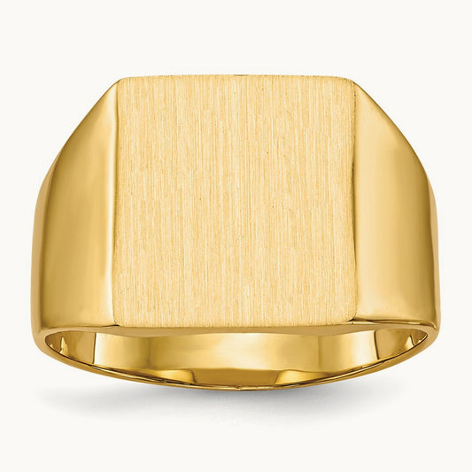 12.0x13. Closed Back Mens Signet Ring, 0mm, 14K