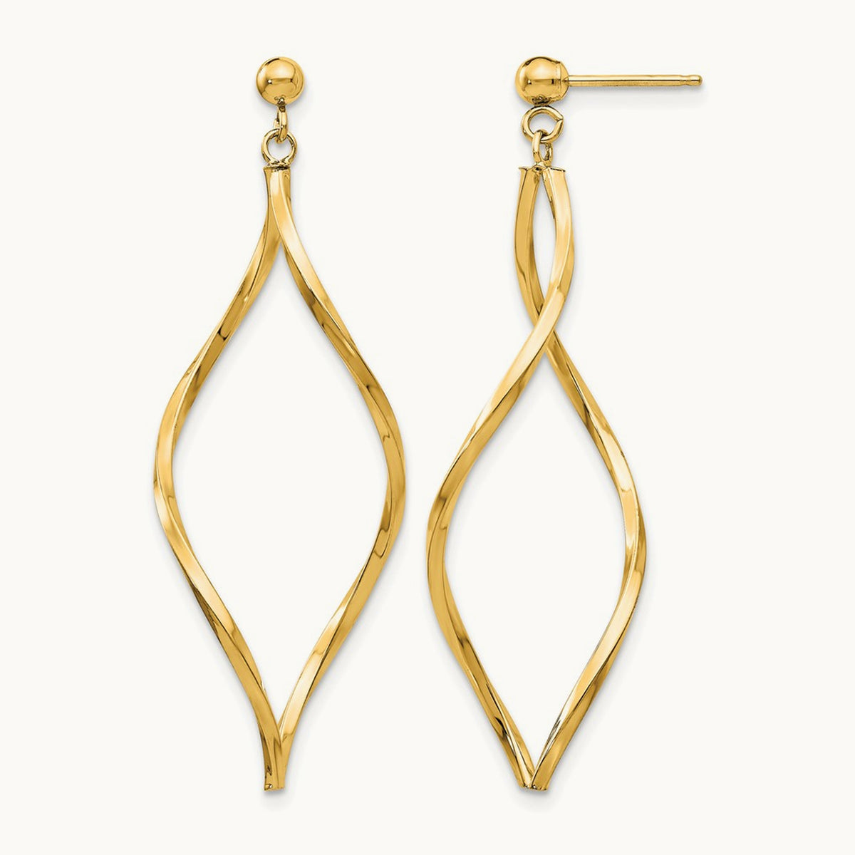 Twisted Post Dangle Earrings — 14K Yellow Gold