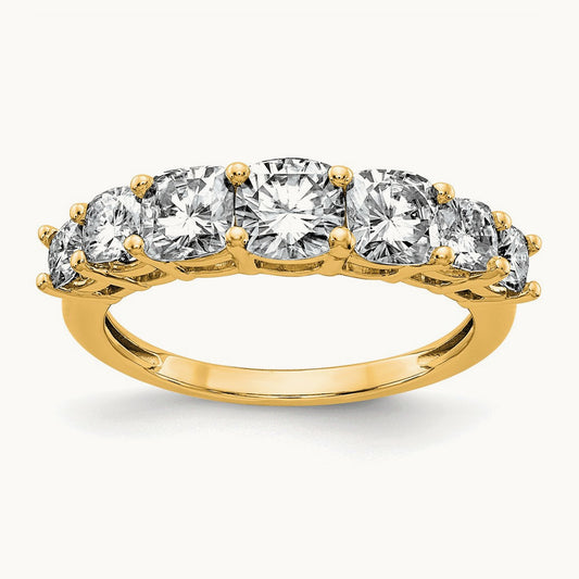 Cushion 7 Stone Band, 1.50-3.25 ct tw Lab-Grown Diamond — 1 5/8 ct, 14K Yellow Gold