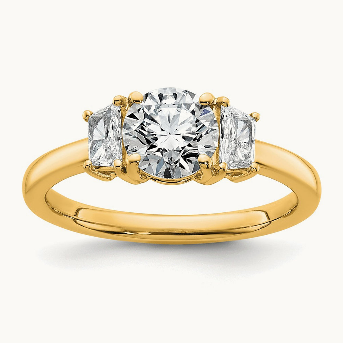 Trapezoid Sidestones Engagement Ring, 0.25-3.75 ct tw Lab-Grown Diamond — 1 3/8 ct, VS (Best) · Certified, 14K Yellow Gold