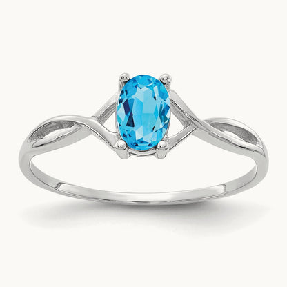 Blue Topaz Birthstone Ring, 14K White Gold