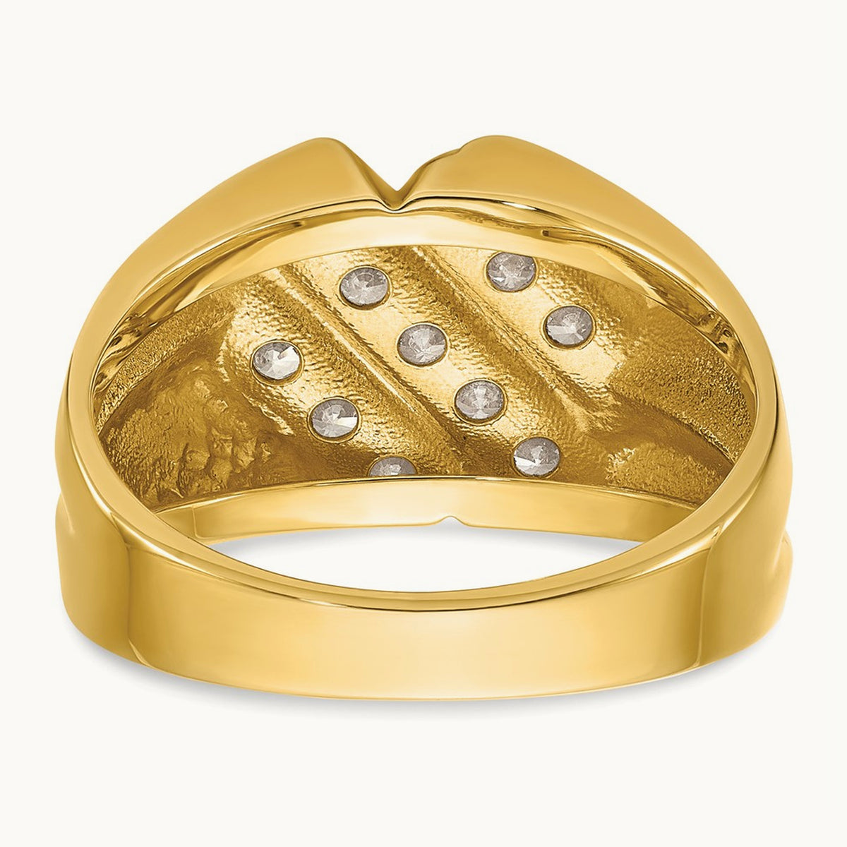 IBGoodman Men's Polished & Grooved 3/4ct Diamond Ring, 14K