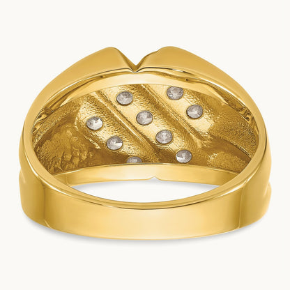 IBGoodman Men's Polished & Grooved 3/4ct Diamond Ring, 14K