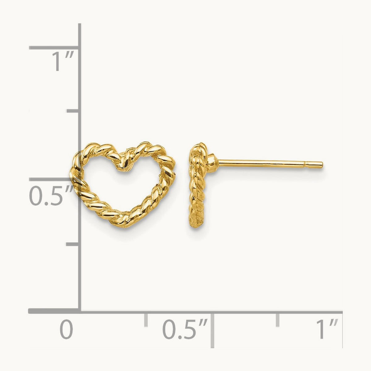 Heart Post Earrings, 14K