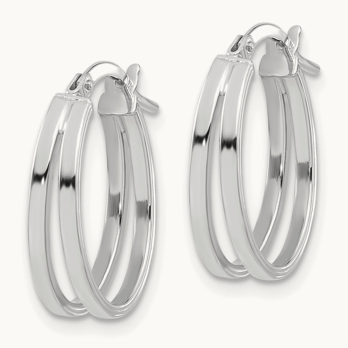 Polished Double Hoops — 14K White Gold
