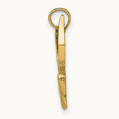 Polished Flying Seagull Charm, 14K