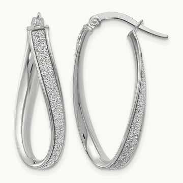 Polished Glimmer Infused Oval Hoop Earrings, 14K White Gold — Leslie's