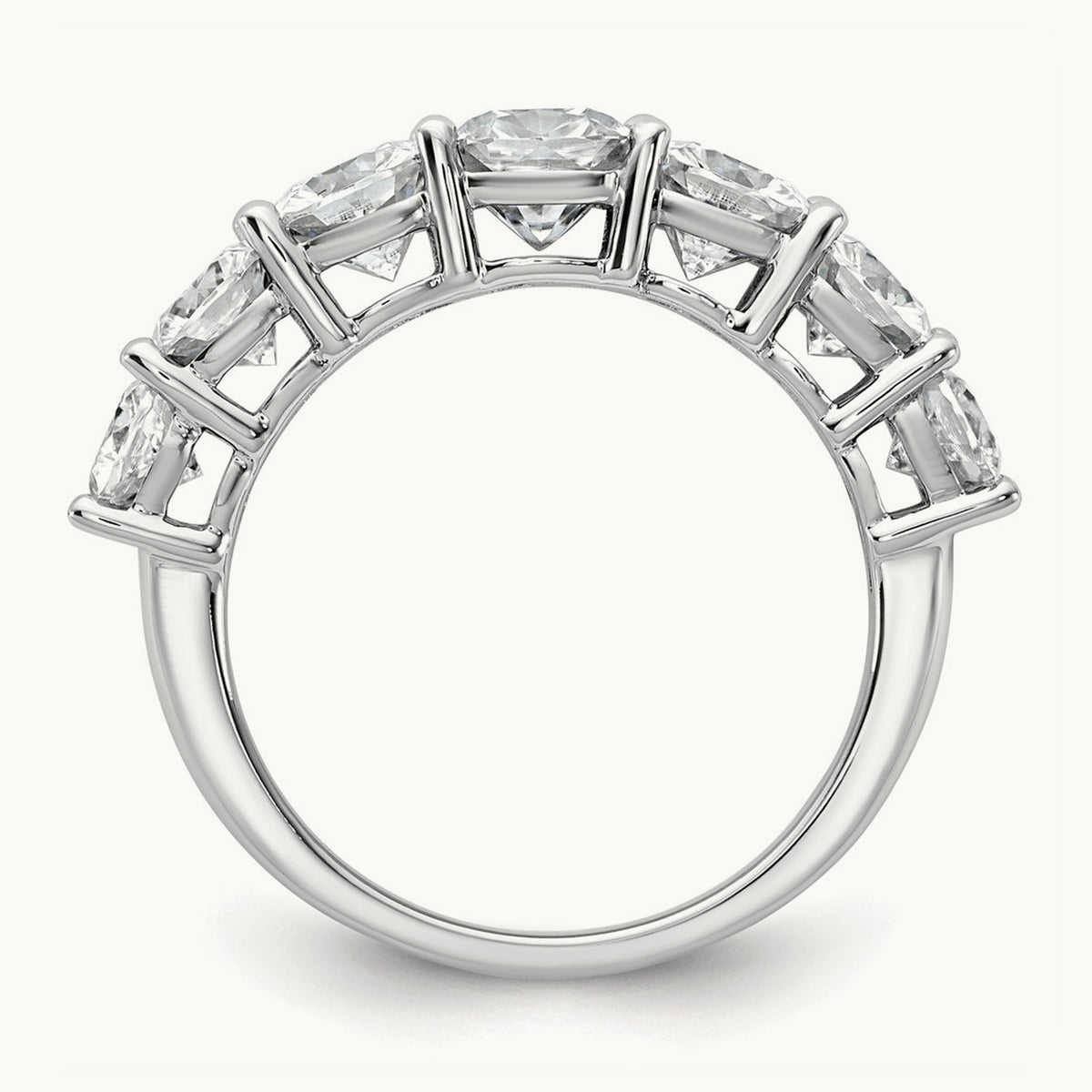 Cushion 7 Stone Band, 1.50-3.25 ct tw Lab-Grown Diamond — 3 1/3 ct, 14K White Gold
