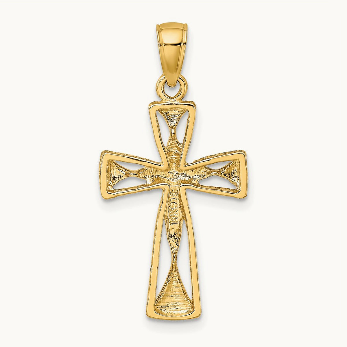 Polished Cut-Out Design Cross Charm, 14K