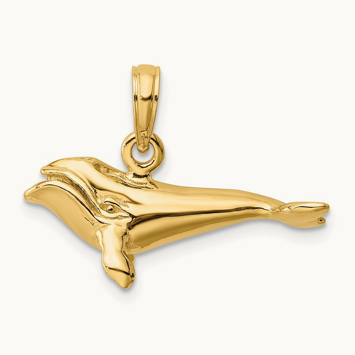 3-D Polished Bowhead Whale Charm, 14K