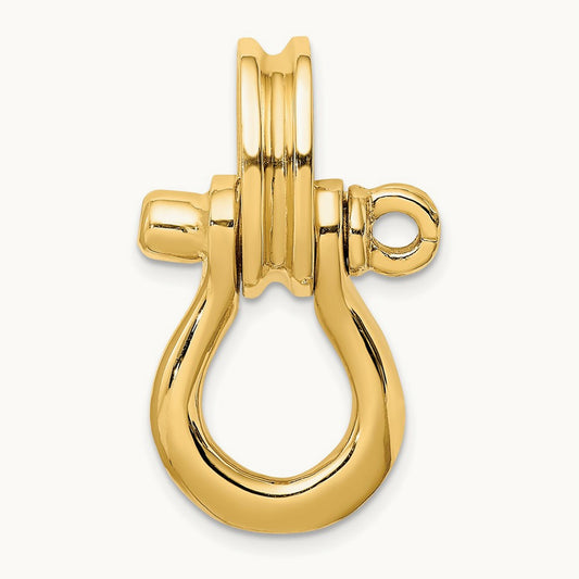 3-D Large Shackle W/ Pulley Bail Charm, 14K