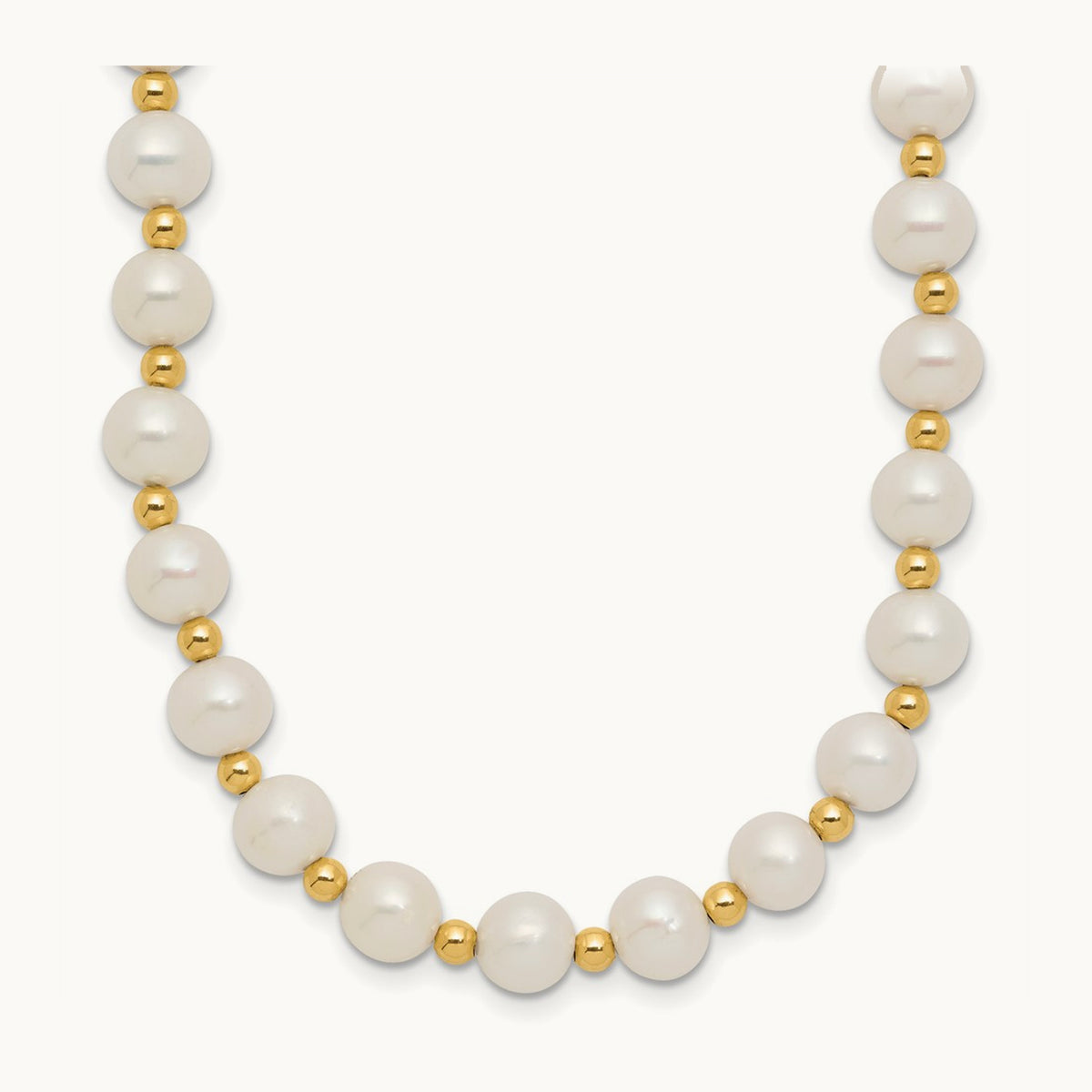 6- White Near Round FW Cultured Pearl Bead Necklace, 7mm, 14K