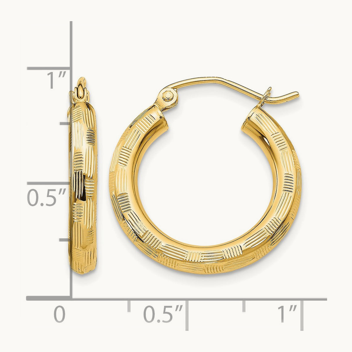 Diamond-cut Hoop Earrings, 14K