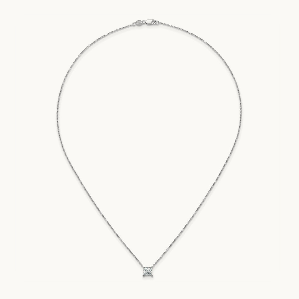 Princess Pendant Necklace, 0.25-4.00 ct tw Lab-Grown Diamond — 1 ct, 14K White Gold