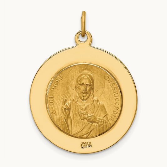 Solid Large Queen Of Holy Scapular Reversible Medal, 14K
