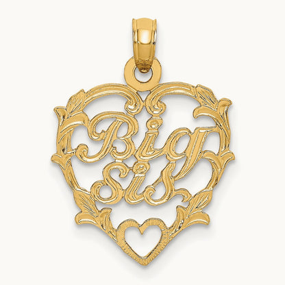 BIG SIS in Heart Charm, 14K