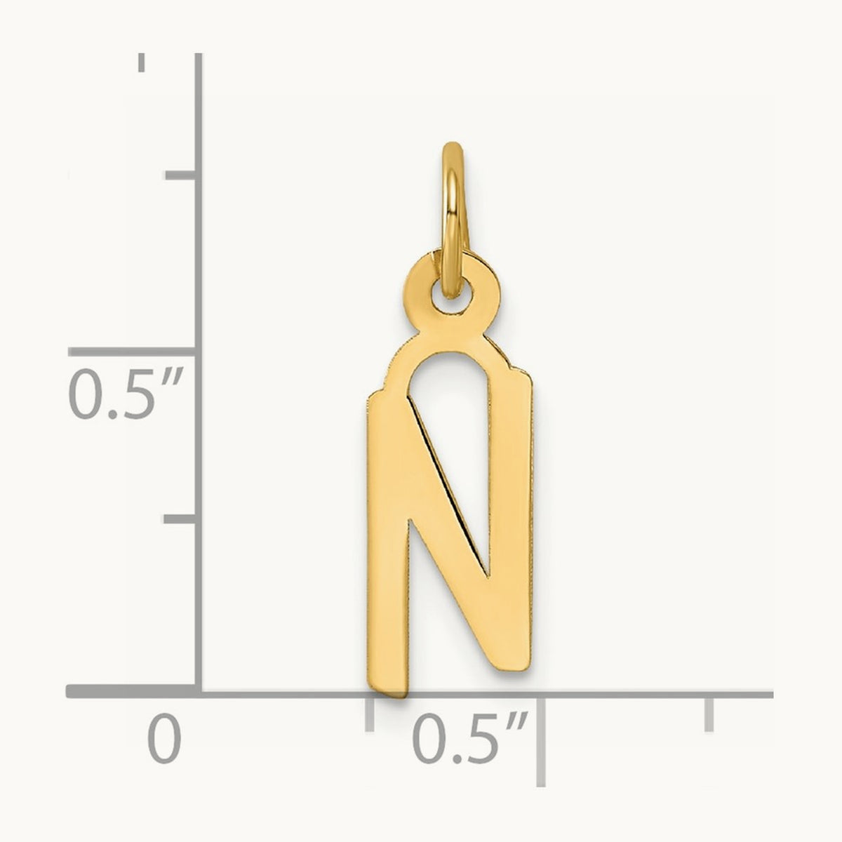 Slanted Block Initial Charm — 14K Yellow Gold, N