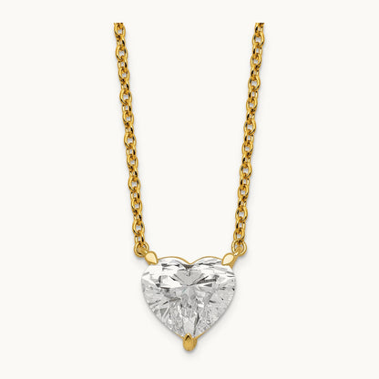 Heart Pendant with Chai, 2.00 ct tw Lab-Grown Diamond — 14K Yellow Gold
