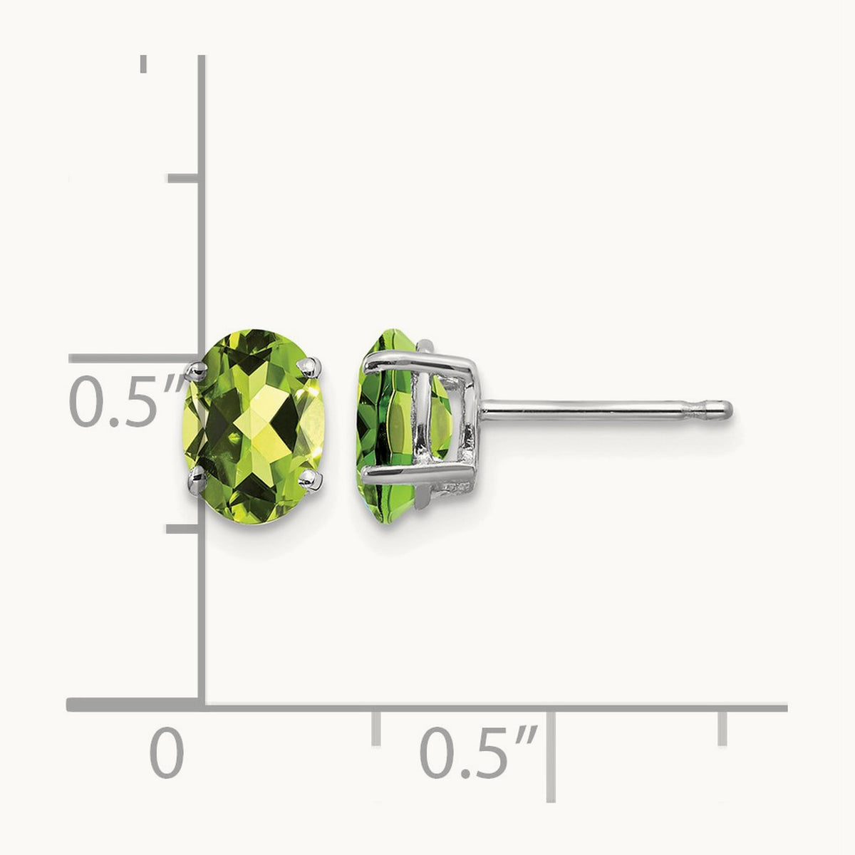 7x5mm Oval Peridot Earrings, 14K White Gold
