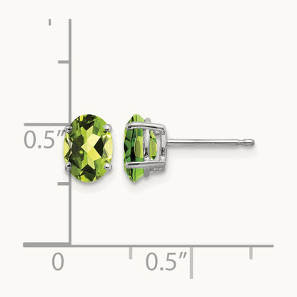 7x5mm Oval Peridot Earrings, 14K White Gold
