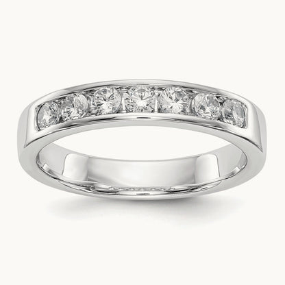 7-Stone Diamond Channel Band, 14K White Gold