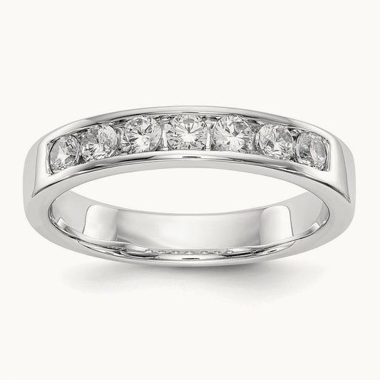 7-Stone Diamond Channel Band, 14K White Gold