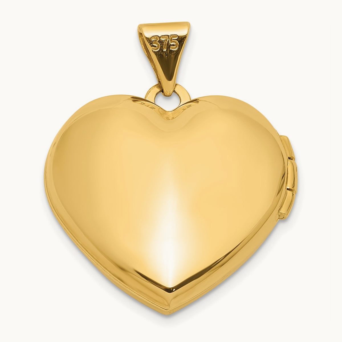 Polished White Agate Mom Heart Locket, 18mm, 14K