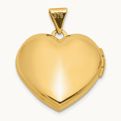 Polished White Agate Mom Heart Locket, 18mm, 14K