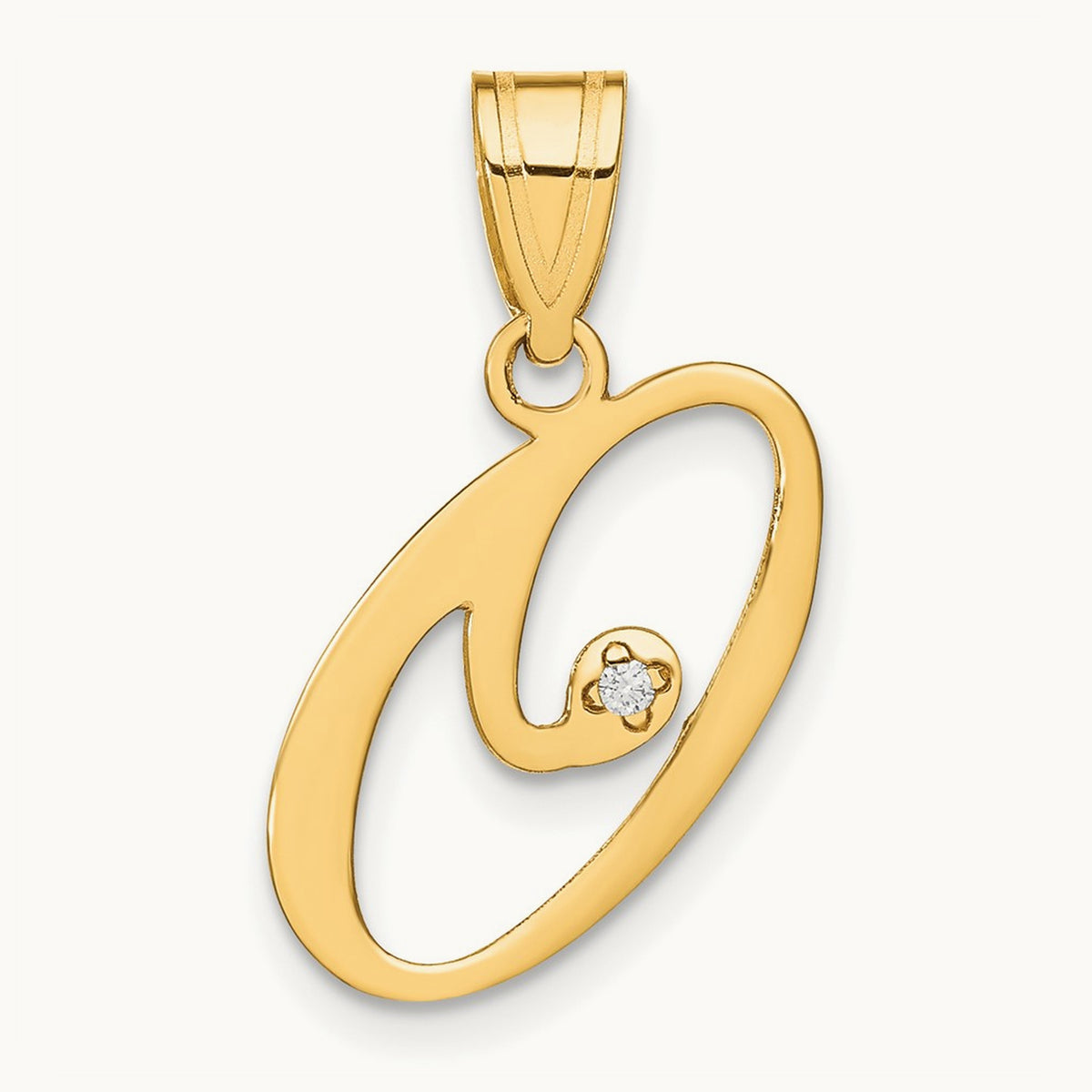 Script Initial Pendant with Diamond — O