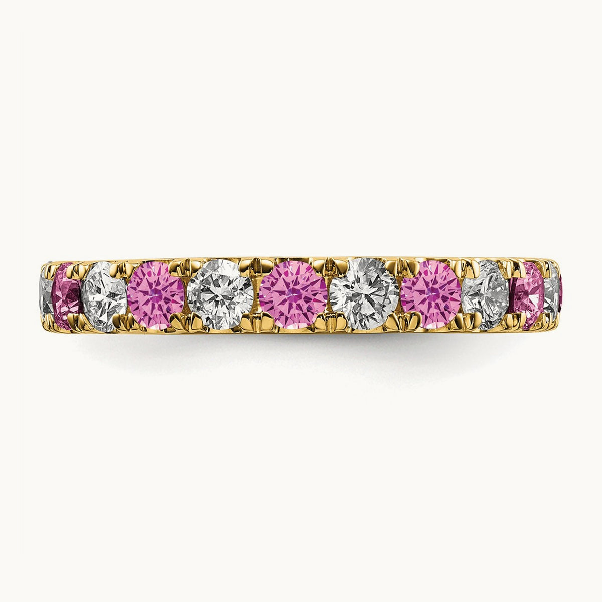 Created Pink Sapphire Eternity Band — 14K Yellow Gold, 3.25 mm