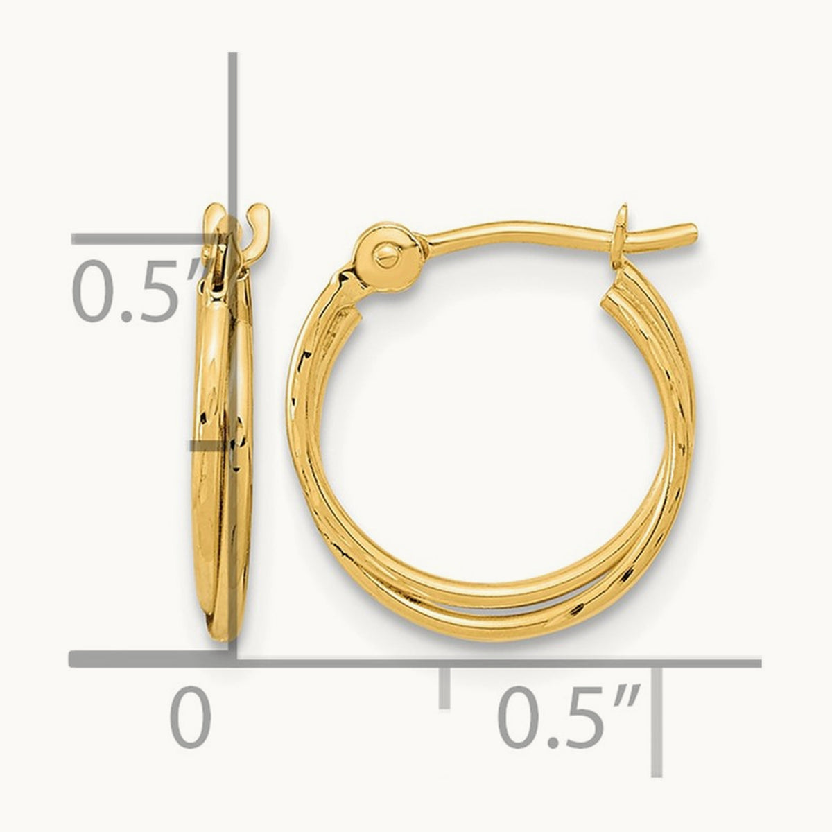 Diamond Cut Polished Double Hoops — 14K Yellow Gold