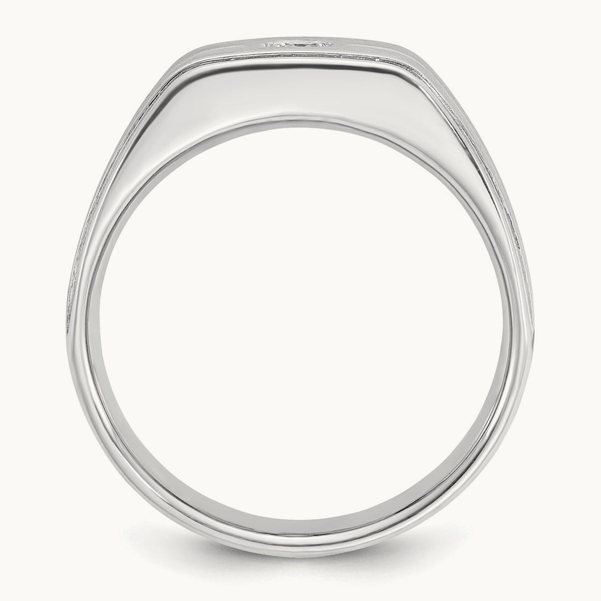 IBGoodman Men's Polished/Satin Diamond Complete Ring, 14K White Gold