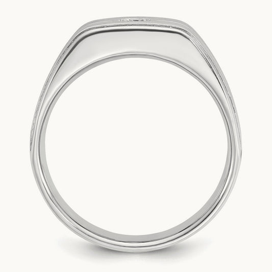 IBGoodman Men's Polished/Satin Diamond Complete Ring, 14K White Gold