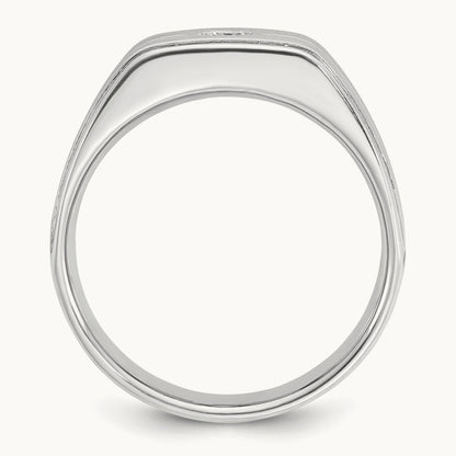 IBGoodman Men's Polished/Satin Diamond Complete Ring, 14K White Gold