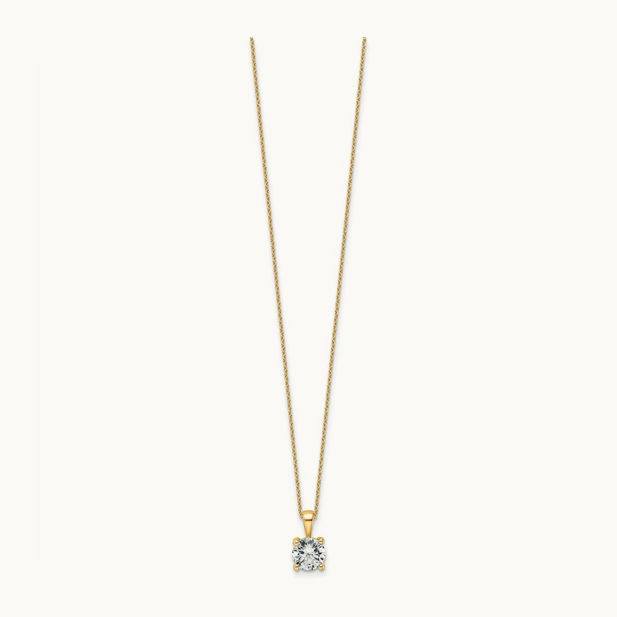 Four-Prong Pendant Necklace, 0.50-2.00 ct tw Lab-Grown Diamond — 1 1/2 ct, 14K Yellow Gold
