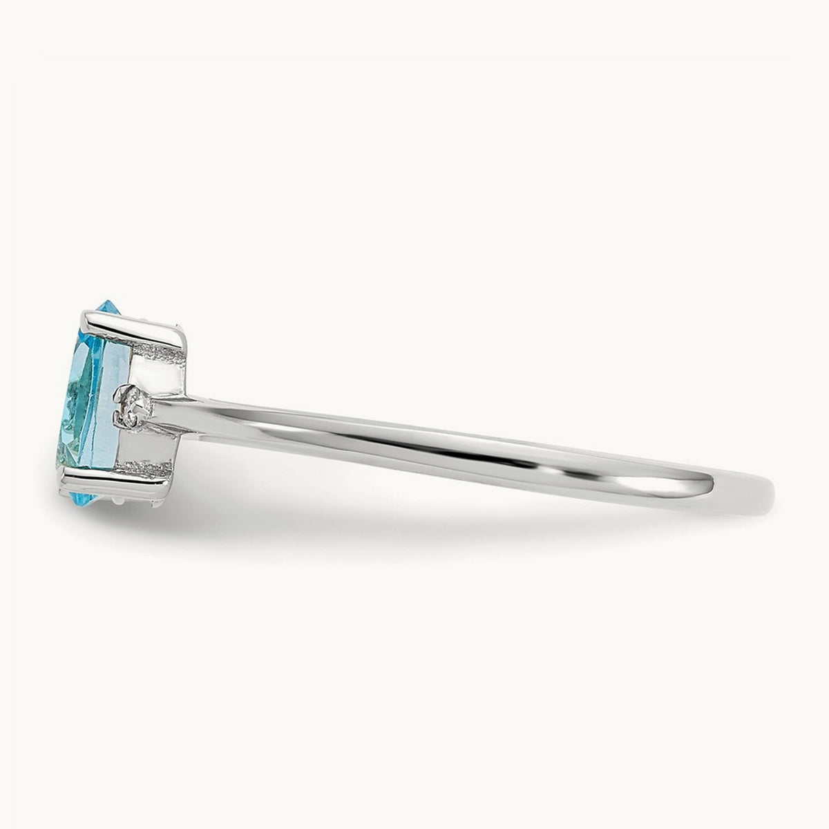 Diamond & Blue Topaz Birthstone Ring — 14K White Gold, 6