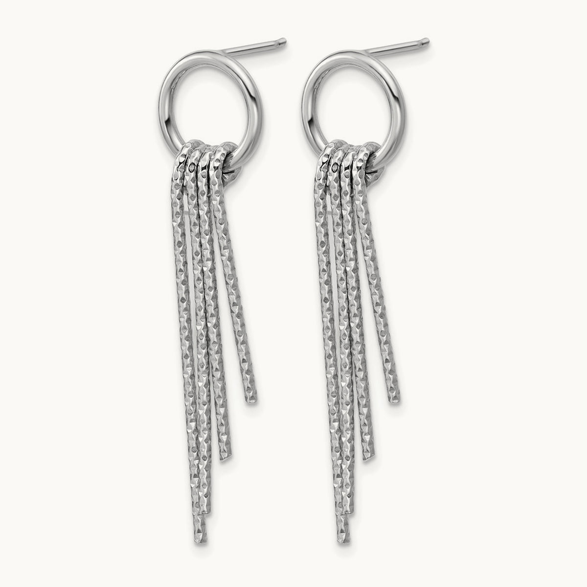 Rh-Plated D/C Movable Dangle Post Earrings, Sterling Silver — Leslie's