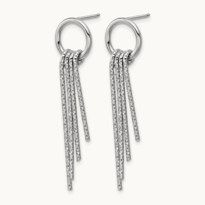 Rh-Plated D/C Movable Dangle Post Earrings, Sterling Silver — Leslie's