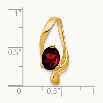 8x6mm Oval Garnet Slide, 14K