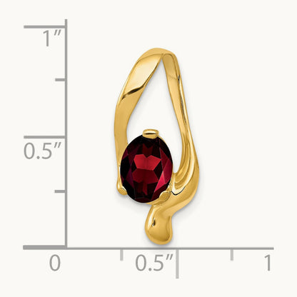 8x6mm Oval Garnet Slide, 14K