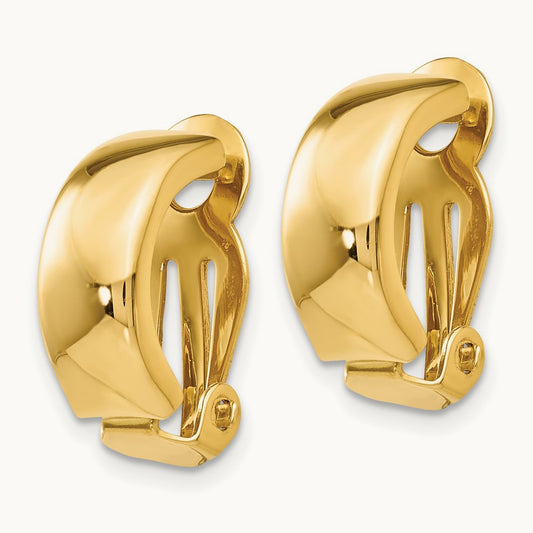 Non-Pierced Polished Earrings, 14K