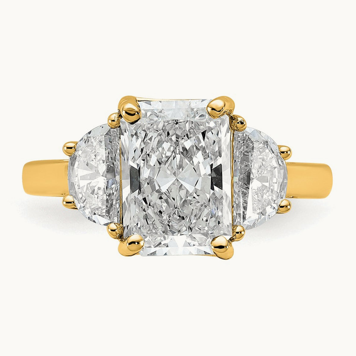Radiant & 1/2 Moon Engagement Ring, 1.25-4.00 ct tw Lab-Grown Diamond — 4 ct, 14K Yellow Gold